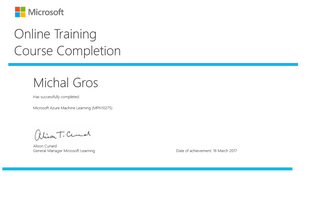 Microsoft Azure Machine Learning (MPN10275) 2017